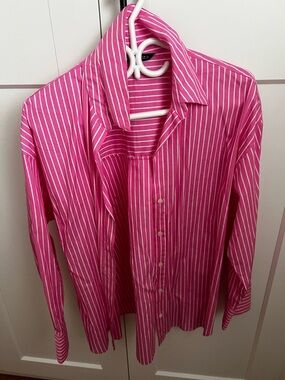 Zara Men’s Hot Pink & White Striped Dress Shirt
